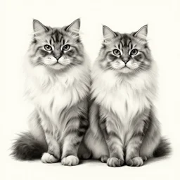 long - haired siberian cat, illustration, charcoal, coulson, peter, bagshaw, tom
