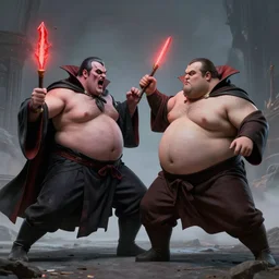 an obese jedi fighting a vampire, ultrarealism, 8k