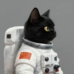 digital painting of side view of black astronaut cat in the middle of the space, vector, adobe illustrator, patchwork, tiling, texture