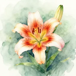 ink watercolour drawing of a dragon lilium