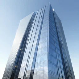 futuristic building. glass face. aggressive lines. 3 d render. high quality. high fidelity.