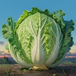 a beautiful painting of a cabbage by studio ghibli, gigantic, octane render, brilliantly coloured, intricate, ultra wide angle, trending on artstation, dusk, volumetric lighting, polished, micro details, ray tracing, 8k