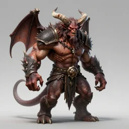 horned demon berserker, muscular body, demon, balrog, beksinski