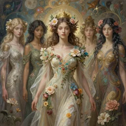 Full View ultrarealistic Portrait ethereal fantasy deity wearing beautiful gown, flowers, spirituality, 4k digital masterpiece by Anna Dittman and Alberto Seveso Ruan Jia, rossdraws, artgerm and greg rutkowski and alphonse mucha and loish and WLOP, fantasycore, Hyperdetailed, realistic digital painting, soft lighting, featured on Artstation