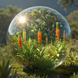 sunlight study, kauai wildflower undergrowth within the orb, art nouveau, by rachel ruysch and martin johnson heade and ( ( ( ( ( lisa frank ) ) ) ) ), 8 k, sharp focus, octane render
