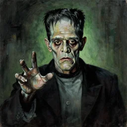 gilbert gottfried as frankenstein monster scary horror painting metal album cover