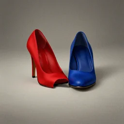minimal movie poster, mismatched red shoe and blue shoe