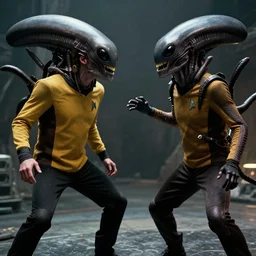 film still of brad pitt killing aliens in star trek, 4 k,