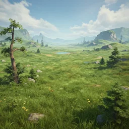grasslands biome, fantasy apocalypse, digital art, 4 k, mmo