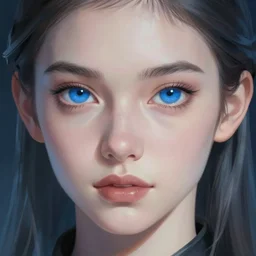 an extremely high quality hd, a digital painting of a woman with blue eyes, cyberpunk art by dan mumford, behance contest winner, pixel art, pixelart, poster art, lovecraftian, 8 k, ultra realistic, very realistic