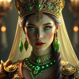 portrait of wonderful princess of emerald with fair skin, glowing, ornate and intricate, jaw dropping, dynamic lighting, intricate and detailed, 4 k octane render