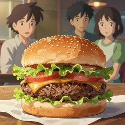 burger food, food, burger, tasty look, artstation, style of jesper ejsing, by rhads, makoto shinkai and lois van baarle, ilya kuvshinov, rossdraws