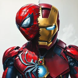 photorealistic, hyperdetailed oil painting of a spider - man and iron man hybrid