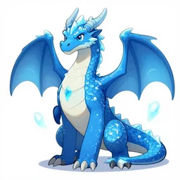 an anthropomorphic blue dragon with icy scales, cartoon art trending on furaffinity