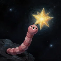 a space worm eating a star. sense of cosmic dread, establishing shot, art by loic muzy