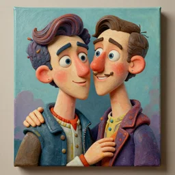 stylish - caricature - art of love, photographed by vivian maier, unreal engine 3 d vfx render, digital illustration by mike winkelmann, intricate detail, sharp, volumetric light, ray tracing, soft light, colourful, claymation, acrylic on canvas, cinestill, rule of thirds,