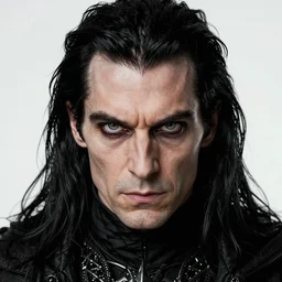 a highly detailed full - size portrait of a male evil wizard, with piercing eyes and black hair, nvidia, art by artgerm and frank frazetta