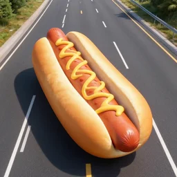 giant hotdog on the middle of the freeway