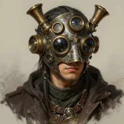 a detailed portrait of a made in abyss character with a steampunk mask, by victo ngai and justin gerard, digital art, realistic painting, very detailed, fantasy, dnd, character design, trending on artstation