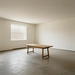 A 10ft by 10ft room empty except for a table in the middle