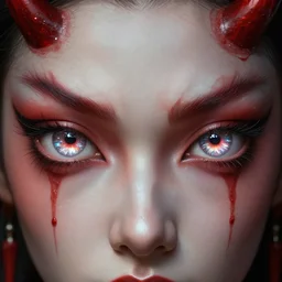 a beautiful illustration of the eyes of the devil, 4 k detailed, crystal lighting, highly detailed, hyperrealistic, unreal engine