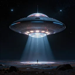 glowing ufo inspired by René Laloux, Dan Mumford, Greg Rutkowski, stars, space cinematic
