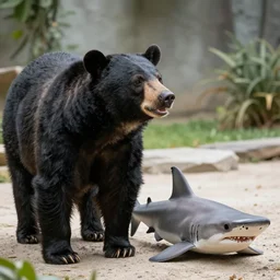 black bear and hammerhead shark hybrid anmial, wildlife photography, photorealistic, 4 k, detailed