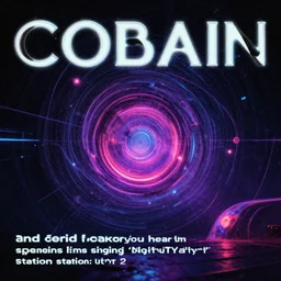 and cobain can you hear the spheres singing songs off station to station?, cyberwave, neon, cinematic,