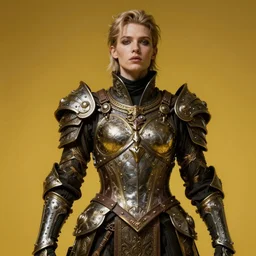 hyperrealist highly detailed neo-baroque portrait of high fashion warrior concept art pascal blanche dramatic yellow lighting 8k wide angle shallow depth of field