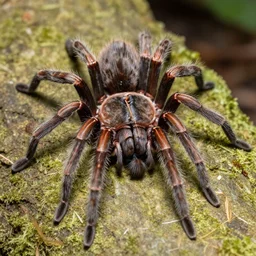 A gigantic cellar spider eating its prey
