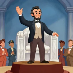 abraham lincoln giving the gettysburg address, animated by don bluth, 8 k scan, vivid color