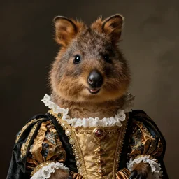 portrait of an anthropomorphic quokka dressed as an italian queen, sandro bottecelli, 1 5 0 0