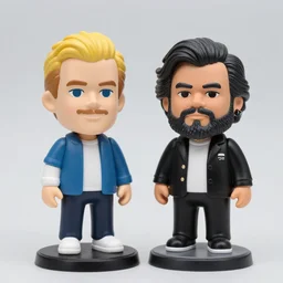 kyle gass and jack black as a plastic figurine bobblehead doll, studio lighting, product photograph