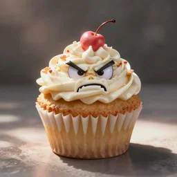 an angry cupcake