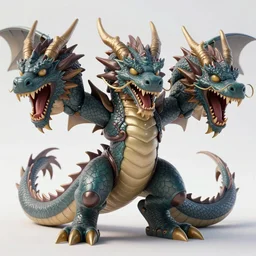 an epic action concept masterpiece of an exquisite three headed dragon, inspired by sd ai. digital art