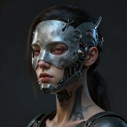 human 3 d by pantokrator, beautiful woman head made of mech mask rendered in unreal engine, cyberpunk, dark, scifi, painted by david burliuk | bernard buffet | carne griffiths | stanislaw lem