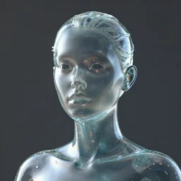 portrait of a woman with skin made out of glass, octane render, 8k
