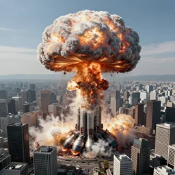 hyper detailed mushroom! clouds! explosions formed by h - bombs! detonations in the middle of tokyo, raising between the buildings, highly detailed, devastation, concept art, smooth, sharp focus, modern war photography, awarded photography, futuristic style, popular on artstation, unreal engine, drone shot, nvidia graphics,.