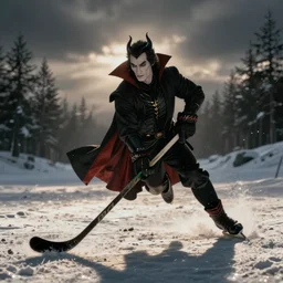 photo of Dracula playing hockey