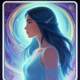 side portrait, maya ali, wind sorcerer, gloomhaven, soft, smooth, luminescent, art nouveau tarot, backlit glow, colorful swirly ripples, gaudy colors, aesthetic octane render, unreal engine, 8 k, by mucha, greg rutkowski, jesper ejsing, rhads, lois van baarle, ilya kuvshinov