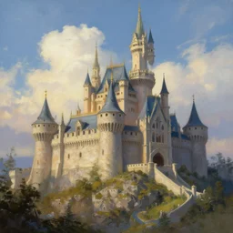 a beautiful painting of a castle in the sky, artstation