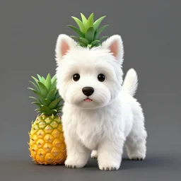 a hybrid pineapple that's mostly a westie puppy, digital art