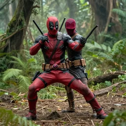film still of deadpool fighting in the jungles during the vietnam war in the new deadpool movie, 4 k