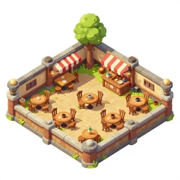 A detailed vector art presenting  an aerial view of a cartoonish tavern by dungeondraft, Patreon content, contaning tables and walls, HD, straigth lines, dnd map , map patreon, fantasy maps, foundry vtt, fantasy grounds, aerial view ,dungeondraft , tabletop, inkarnate, dugeondraft, roll20