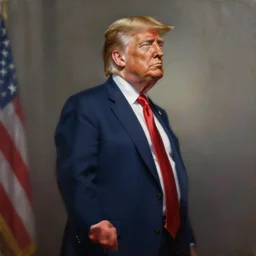 side portrait of united states president donald trump, dignified stance, d & d, fantasy, highly detailed, portrait, oil, matte, digital painting, trending on artstation, dramatic illumination, ultra realistic, sharp focus, 4 k, art by ruan jia and artgerm and wlop and rutkowski