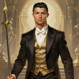 A strong magician who looks like cristiano ronaldo, fantasy art, in the style of tony start, illustration, epic, fantasy, intricate, elgant, amazing detail, digital painting, artstation, concept art, smooth, sharp focus