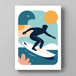 Abstract design poster of a surfer