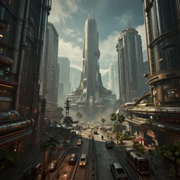 inside a dieselpunk city, highly detailed, 4k, HDR, award-winning, artstation, octane render