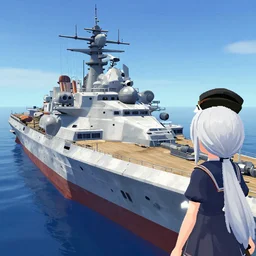 Northern Princess Abyssal Aviation Battleship (Installation), a character from Kantai Collection in vrchat looking at a random person from VRChat she has white hair