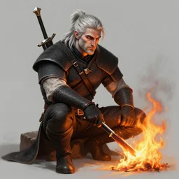 the witcher and the stalker are sitting by the fire, highly detailed, d & d, fantasy, highly detailed, digital painting, trending on artstation, concept art, sharp focus, illustration, global illumination, ray tracing, realistic shaded, art by artgerm and greg rutkowski and fuji choko and viktoria gavrilenko and hoang lap